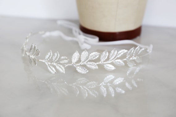 Elegant Silver Leaf Headband Delicate Silver Leaf Crown, Greek Goddess Headband, Fairy  main image 4