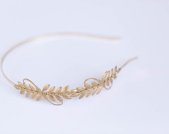 Little Laurels Golden Leaf Headband, Bridal, Wedding, Hair, Crown, Tiara, Wreath, Hair Accessories, Wedding Hair, Gold Crown