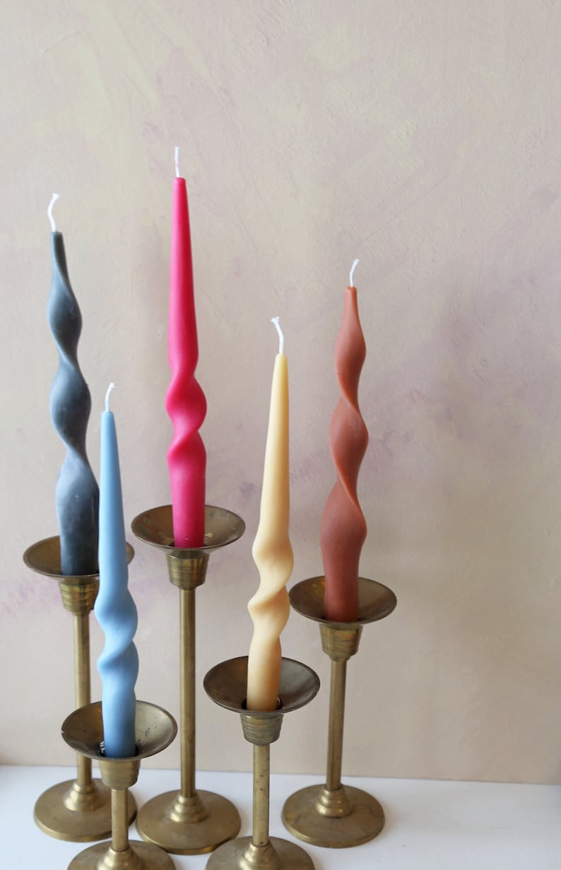 Tall Twist and Coil Taper Candles, Candlesticks Soy Wax Candle, Home Decor, twist Candle, boho decor, wedding, holiday decor image 3