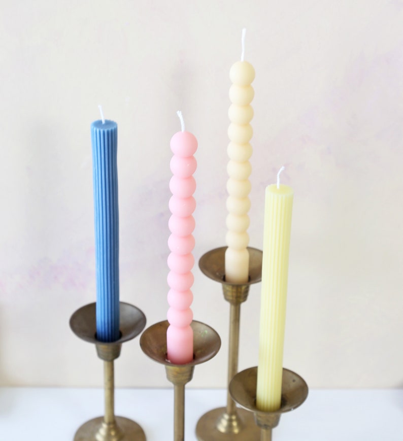 Bubble and Textured Lined Taper Candles, Candlesticks Soy Wax Candle, Home Decor, Shape Candle, boho decor, wedding, holiday decor image 5