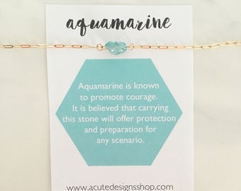 Aquamarine Healing Crystal Necklace, Gold Filled or Sterling Silver