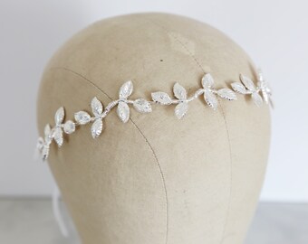 Cerchietto con corona in foglia d'argento - Piccolo accessorio per capelli da sposa in stile boho