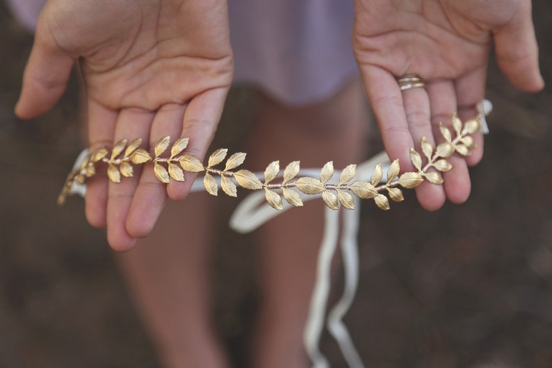 ATHENA, Bridal Hair Accessories, Bridal Hair Piece, Wedding Headband, Gold Leaf Crown, Wedding Hair Piece, Boho wedding, Under 60, hair vine image 2