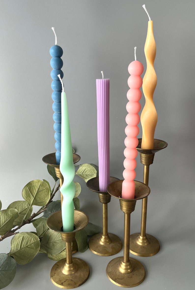 Bubble and Textured Lined Taper Candles, Candlesticks Soy Wax Candle, Home Decor, Shape Candle, boho decor, wedding, holiday decor image 10