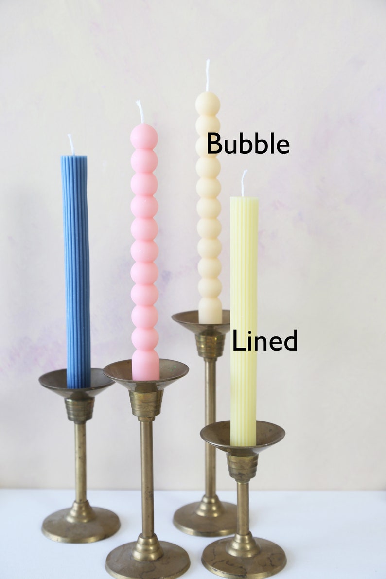 Bubble and Textured Lined Taper Candles, Candlesticks Soy Wax Candle, Home Decor, Shape Candle, boho decor, wedding, holiday decor image 2