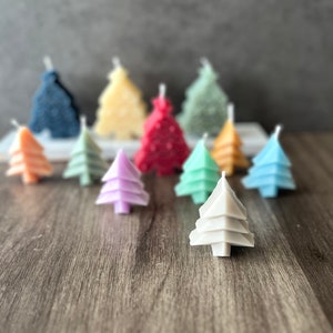 Holiday Tree Candles, Christmas Tree, Candlesticks Christmas decor, modern Soy Wax, Home Decor, Swirl Candle, Taper Candle, boho decor image 9