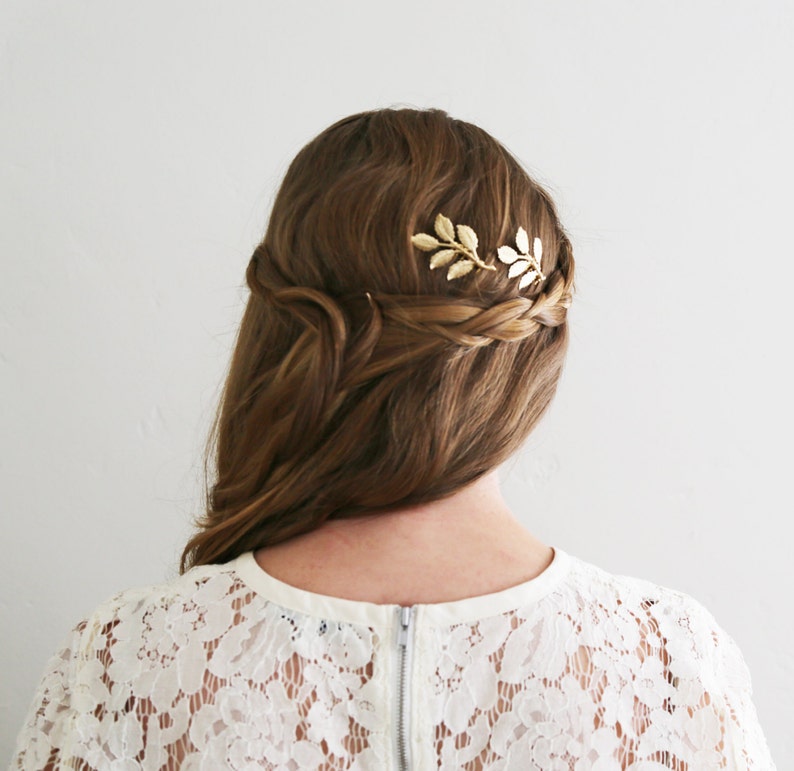 Golden Leaves Mini Combs Bridal or Special Occasion Boho Comb, crown, halo, hair piece image 3