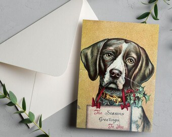 ヴィンテージ犬のクリスマスカード - かわいいホリデーグリーティングカード