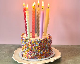 Shaped Birthday Candles, Set of ten, party candles, cake candles -  Beeswax, Home Decor, rainbow candles, tall skinny birthday candles