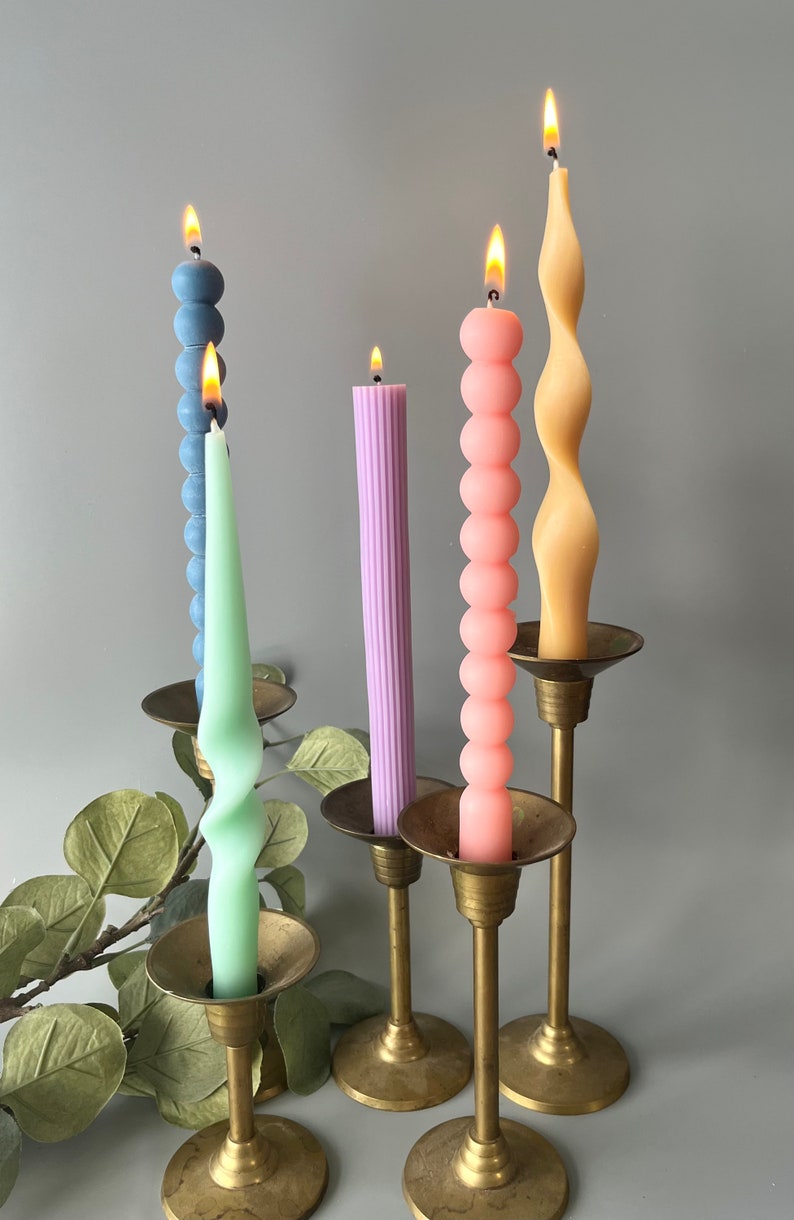 Bubble and Textured Lined Taper Candles, Candlesticks Soy Wax Candle, Home Decor, Shape Candle, boho decor, wedding, holiday decor image 9