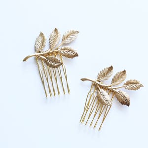 Golden Leaves Mini Combs Bridal or Special Occasion Boho Comb, crown, halo, hair piece image 2