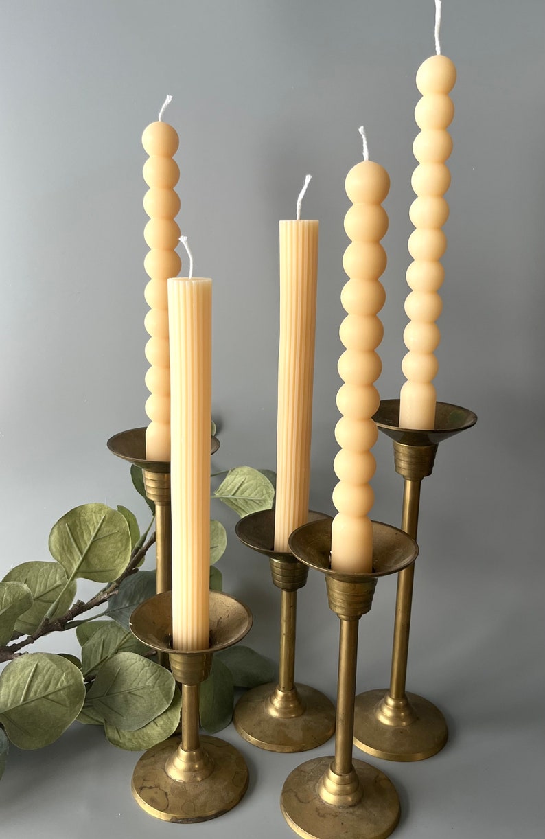 Bubble and Textured Lined Taper Candles, Candlesticks Soy Wax Candle, Home Decor, Shape Candle, boho decor, wedding, holiday decor image 3