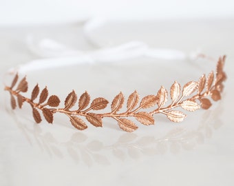 Large Leaves, Rose Gold Leaf Crown -  Bridal or Special Occasion Headband, Rose Gold Leaf Headband, halo, crown, Boho hair piece