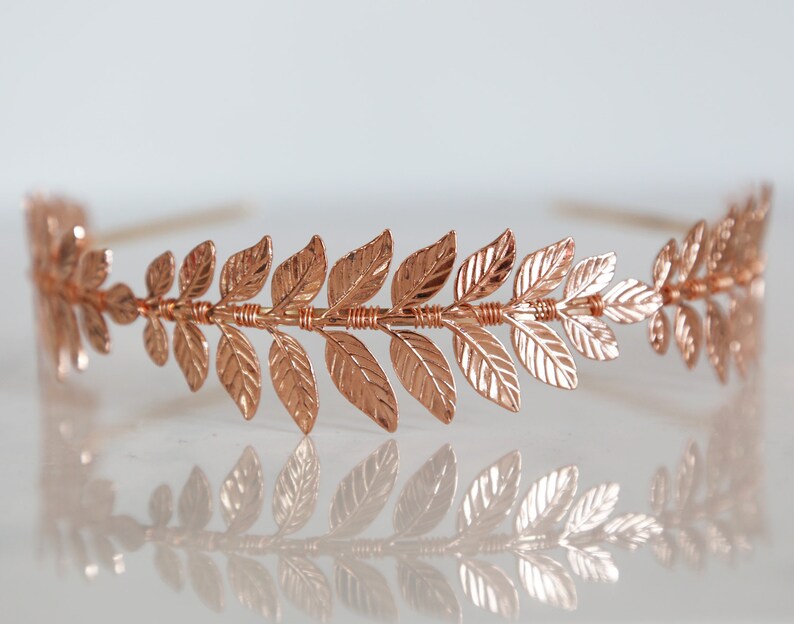 Grecian Rose Gold Laurel Leaf Crown The Triple Goddess Rose Gold Leaf Headband Special Occasion Bridal
