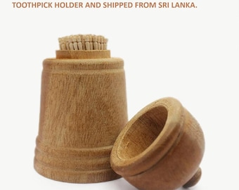 Cinnamon Toothpicks with handmade wooden Toothpick holder