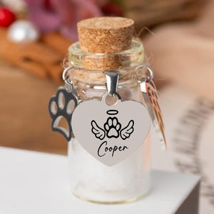 Personalized Pet Fur Memorial Jar, Pet urn Memorial Gift, Custom Pet Fur Memorial Bottle with Name Tag,Small Glass Jar for Dog Cat Loss Gift
