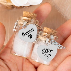Pet Hair Keepsake Jar, Custom Pet Fur Memorial Bottle with Name Tag,Small Glass Jar for Dog Cat Loss Gift, Personalized Pet Remembrance Gift