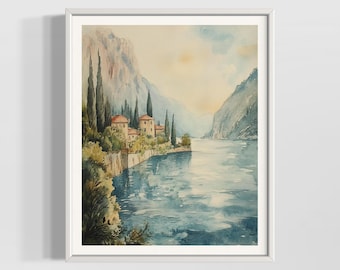 マラケシュ モロッコ 水彩画プリント | ヴィンテージ 砂漠都市