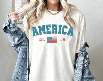 Comfort Colors® America 1776 Vintage Shirt, 4th of July T-Shirt, USA Shirt, American Flag Tee, America 1776 Unisex Tee, Independence Day Tee