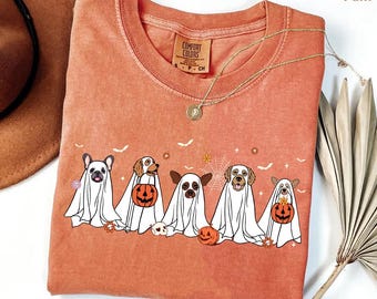 Comfort Colors® Halloween Shirt, Сute Ghost Dog, Halloween Shirt, Ghost T-shirt, Dog Lovers T-Shirt, Halloween Dog T-shirt, Spooky Season
