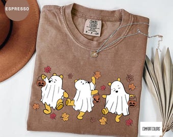 Comfort Colors® Retro Pooh Ghost Halloween Shirt, Winnie The Pooh Halloween Shirt, Spooky Season, Pooh Shirt, Cute Fall Shirt,Halloween gift