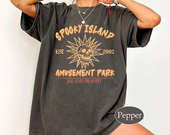 Spooky Island Comfort Colors Shirt, Retro Halloween Movie Shirt, Disco Skull T-Shirt, 90s Nostalgia Halloween, Summer Spooky Shirt
