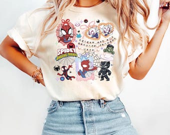 Comfort Colors® Coquette Bows Spidey and His Amazing Friends Shirt, Superhero Spidey Birthday shirts, Girly Women Spiderman shirt