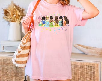 Comfort Colors® Retro Disney Princess Shirt, Watercolor Princess Shirt, Disney Trip T-Shirt, Disney Princess, Disneyworld Princess Gift