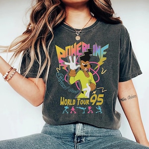 Comfort Colors Retro Disney A Goofy Movie Powerline World Tour 95&#39; Shirt, Vintage Disney Powerline Shirt, Disney Group, A Goofy Movie Shirt