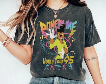 Comfort Colors Retro Disney A Goofy Movie Powerline World Tour 95' Shirt, Vintage Disney Powerline Shirt, Disney Group, A Goofy Movie Shirt