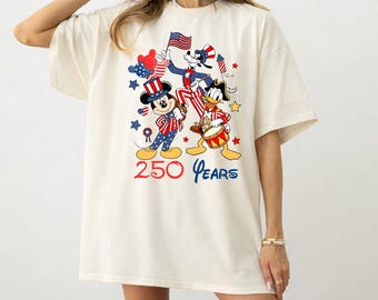 Comfort Colors Disney 250th USA Anniversary Shirts, Mickey and Friends Shirt, 1776-2026 Patriotic Tee, Mickey Minnie Ears Semiquincentennial