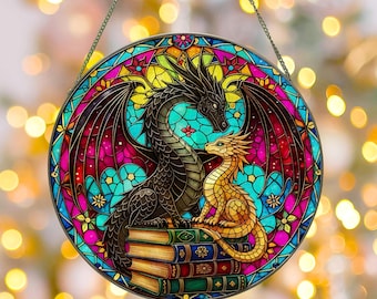Fourth Wing Dragon Glass Suncatcher, Onyx Storm Brave the Dark Suncatcher, Xaden Riorson Decor,Fourth Wing Decor,Book Lover