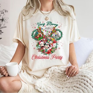 Comfort Colors® Mickey&#39;s Very Merry Christmas Party Family Matching Shirt, Disney Santa Mickey And Minnie Xmas, Disneyland Vacation Holiday