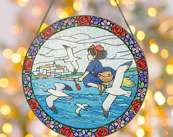 Kikis Delivery Service Stained Glass Suncatcher, Ghibli Anime Lover Gift