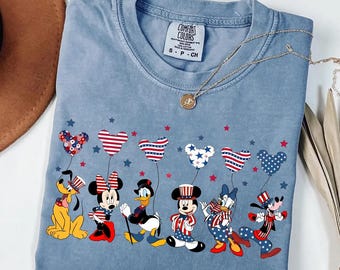 Comfort Colors® 4th of July Mickey Friends Shirt, Disney Family Shirt, Disney 4th of July Shirt, 4th of July Mickey and Friends