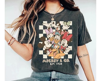Retro Mickey & Co 1928 Shirt, Vintage Disneyland Tee, Disneyworld Outfit, Comfort Colors Mickey And Friends Family Shirt, Disney Shirts