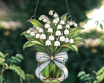 Lily of the Valley Acrylic Window Hanging: Floral Home Decor