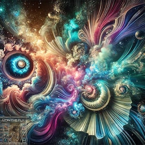 Cosmic Fractal Nebula | AI-Generated Abstract Space Art | Vibrant Galaxy Swirl Digital Print | Fantasy Universe Wall Decor | printable image 1