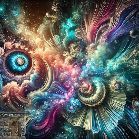 Cosmic Fractal Nebula | AI-Generated Abstract Space Art | Vibrant Galaxy Swirl Digital Print | Fantasy Universe Wall Decor | printable