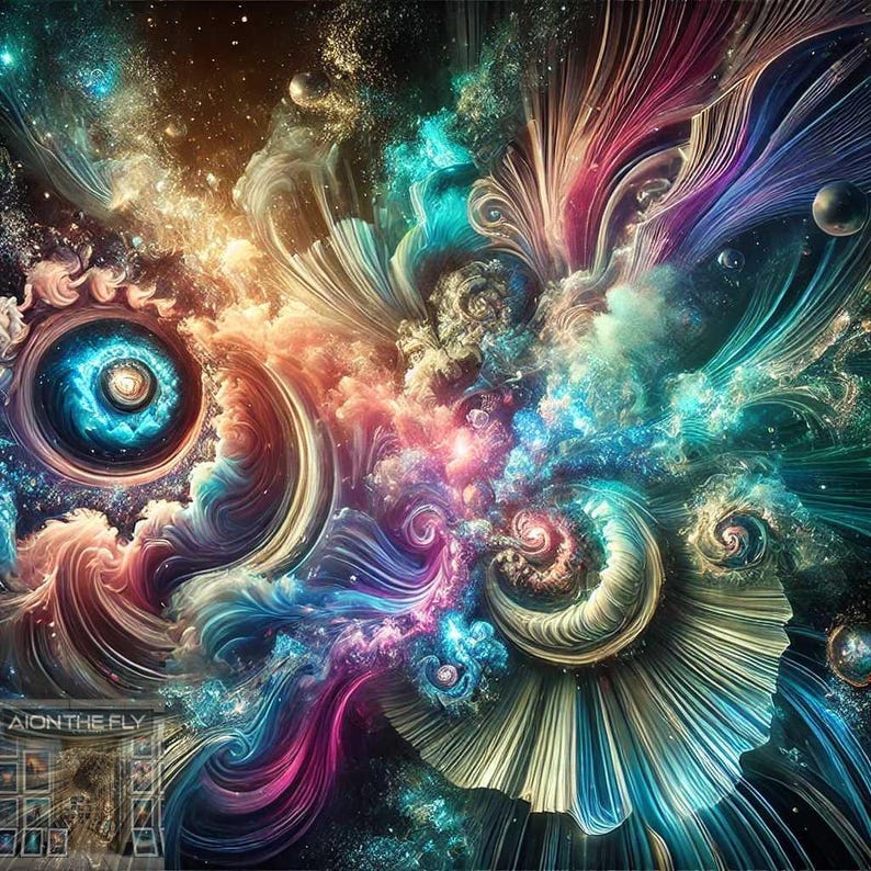 Cosmic Fractal Nebula | AI-Generated Abstract Space Art | Vibrant Galaxy Swirl Digital Print | Fantasy Universe Wall Decor | printable image 1