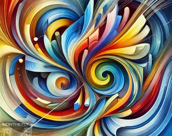 Vibrant Abstract Swirl | AI-Generated Colorful Digital Art | Modern Fluid Motion Print | Dynamic Psychedelic Wall Decor |printable, download