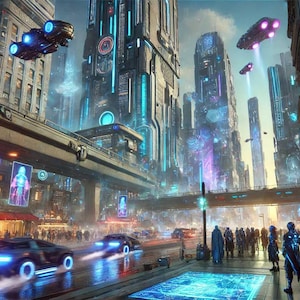 Sci-Fi City bundle 3-Pack | Cyberpunk Metropolis Wall Print | Neon Utopia Skyline | Alien World Landscape | High-Tech Future Decor | Print