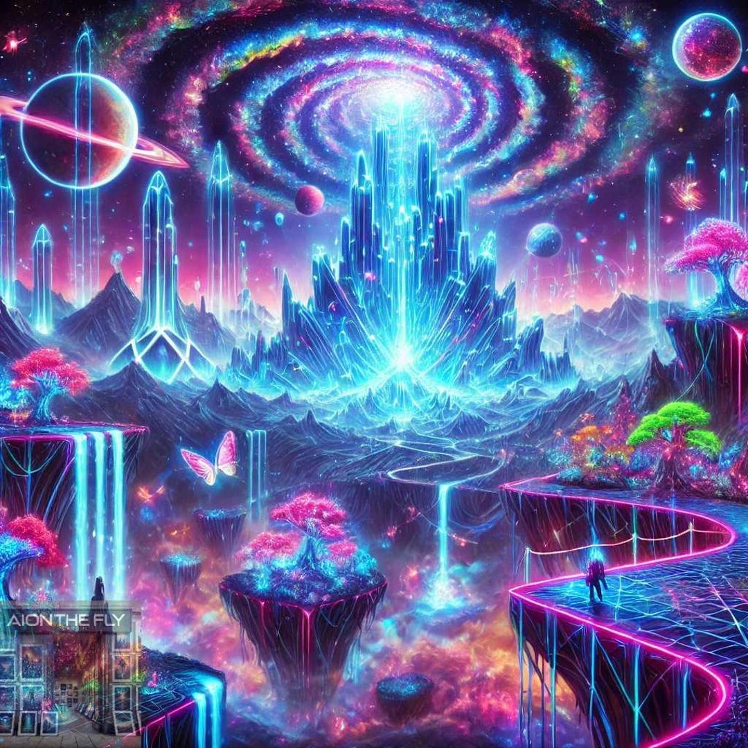 ネオンファンタジーワールドアート | シュールな宇宙風景 | 輝く