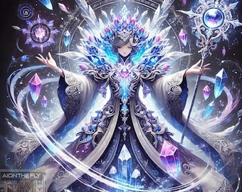 超巨大 孔雀クリスタル エレガントなクリスタル孔雀アート | 高級宝石鳥プリント | 輝く宝石の