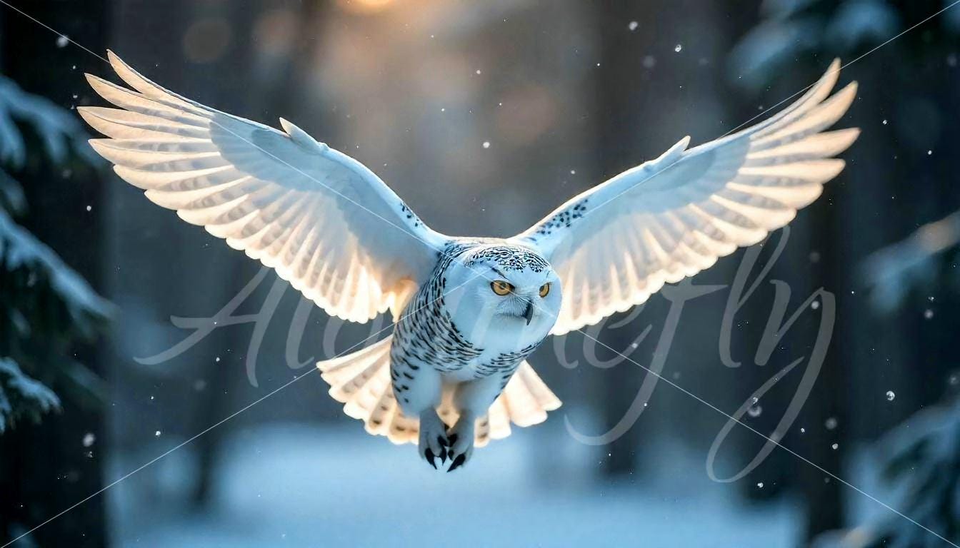 Snowy Owl in Flight Wall Art | Winter Wildlife Photography Print | Majestic Owl Decor | Nature Anima