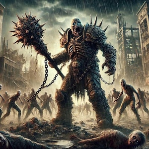 Horda de zombis, jefe zombi, generado por IA, arte digital, descarga digital, descarga instantánea, arte de IA, retrato, imagen imprimible, PNG, fondo