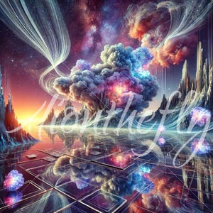 Abstract Sci-Fi Landscape Digital Art Print | Futuristic Dreamscape Wall Decor | Cosmic Fantasy Artwork for Home & Office | Wallpaper | PNG