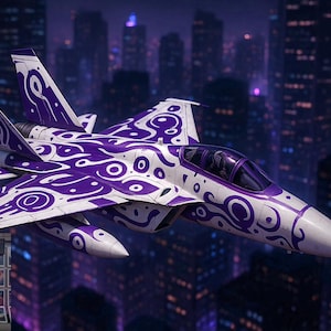 Avión de combate + variaciones / Grabado en oro, riesgo biológico, esqueleto, alien cyberpunk, llamas rojas / Descarga digital / Arte PNG futurista imprimible