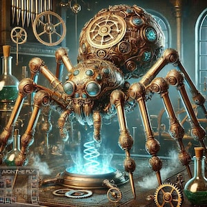 steampunk spider, steampunk pictures, Ai, digital art, digital download, instant download, digital print, portrait, printable image, PNG