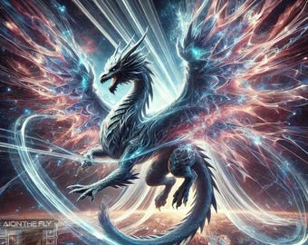 Celestial Dragon Art Print | Fantasy Dragon Wall Decor | Mythical Creature Poster | Cosmic Dragon Illustration | AI Artwork | Wallpaper
